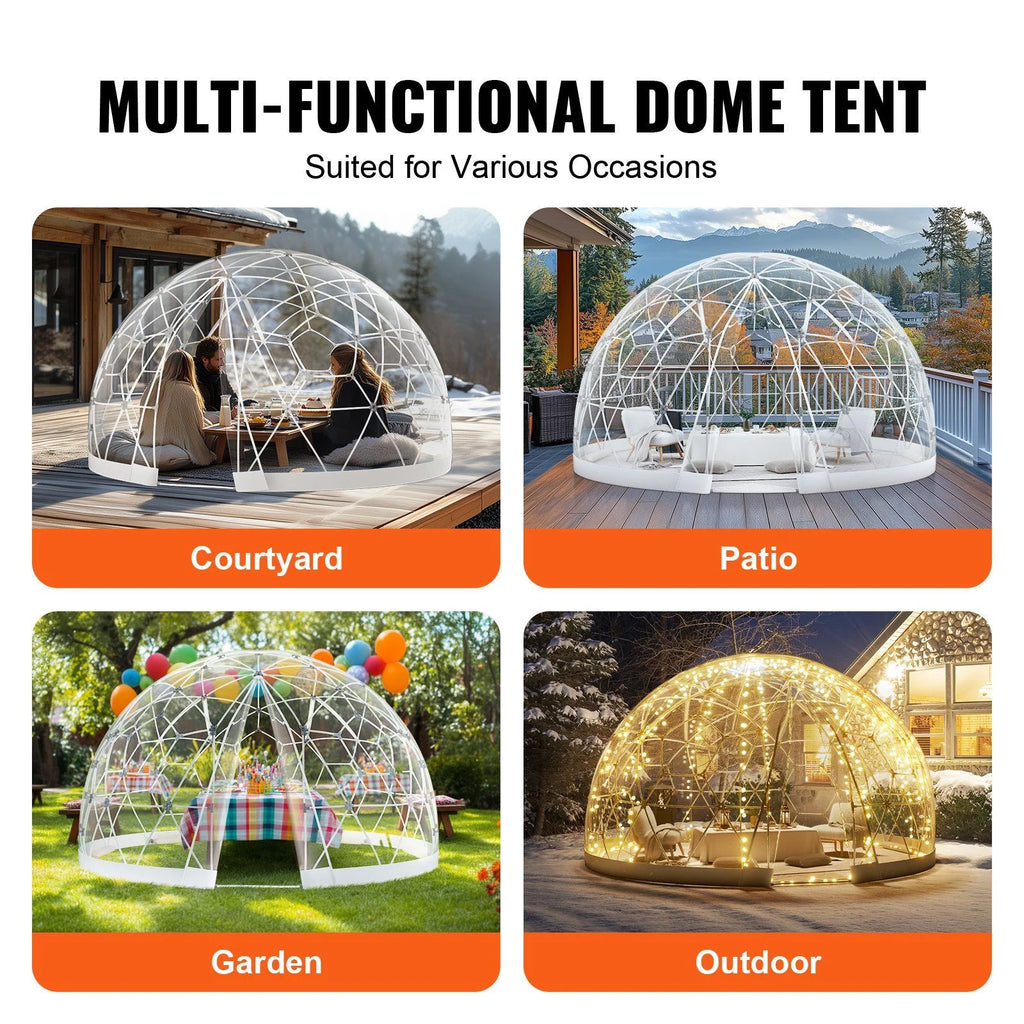 9.5FT Outdoor Bubble Tent Transparent Dome Camping Shelter with Zip Door & Windows Waterproof Pop-Up Tent for Stargazing, Backyard, Patio & Glamping Portable Instant Setup