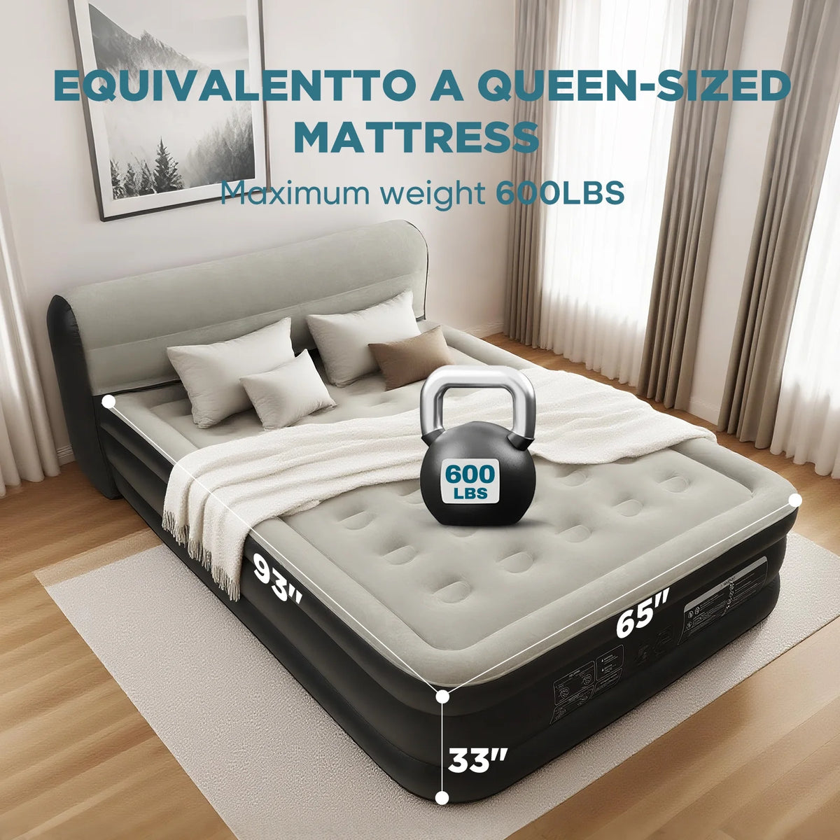 EGGORY King Size Air Mattress with Built-in Pump Inflatable Air Beds, Puncture-Resistant for Camping & Trip & Home