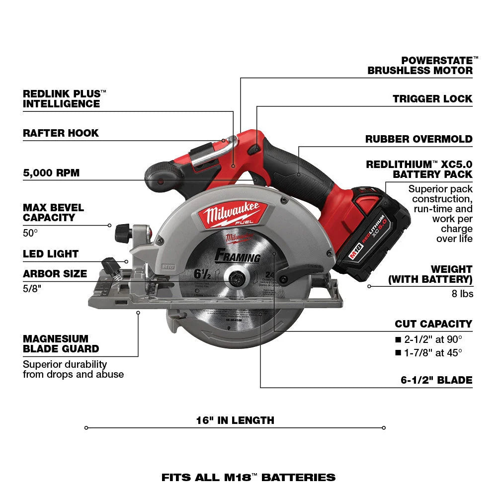 FUEL Lithium-Ion Brushless Cordless 7 Tool Combo Kit 5.0 Ah 18V M18