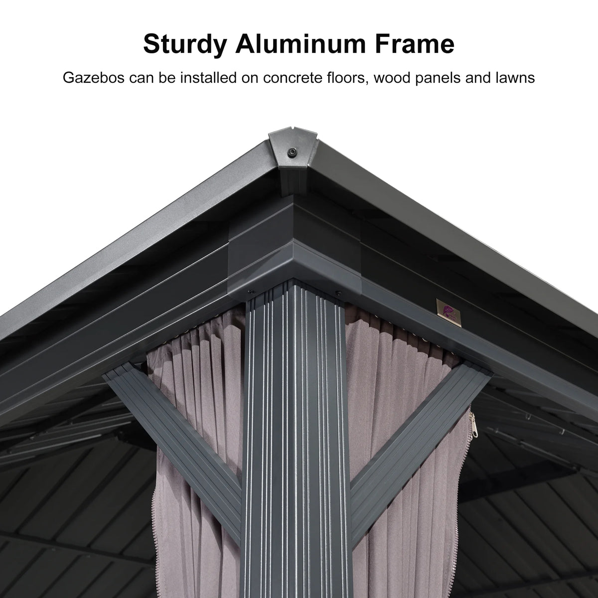 PURPLE LEAF 8' X 8' Gazebo Outdoor Gazebo Permanent Hardtop Gazebo with Galvanized Steel Double Roof for Patio Backyard Deck Aluminum Gazebo with Netting and Curtains Grey