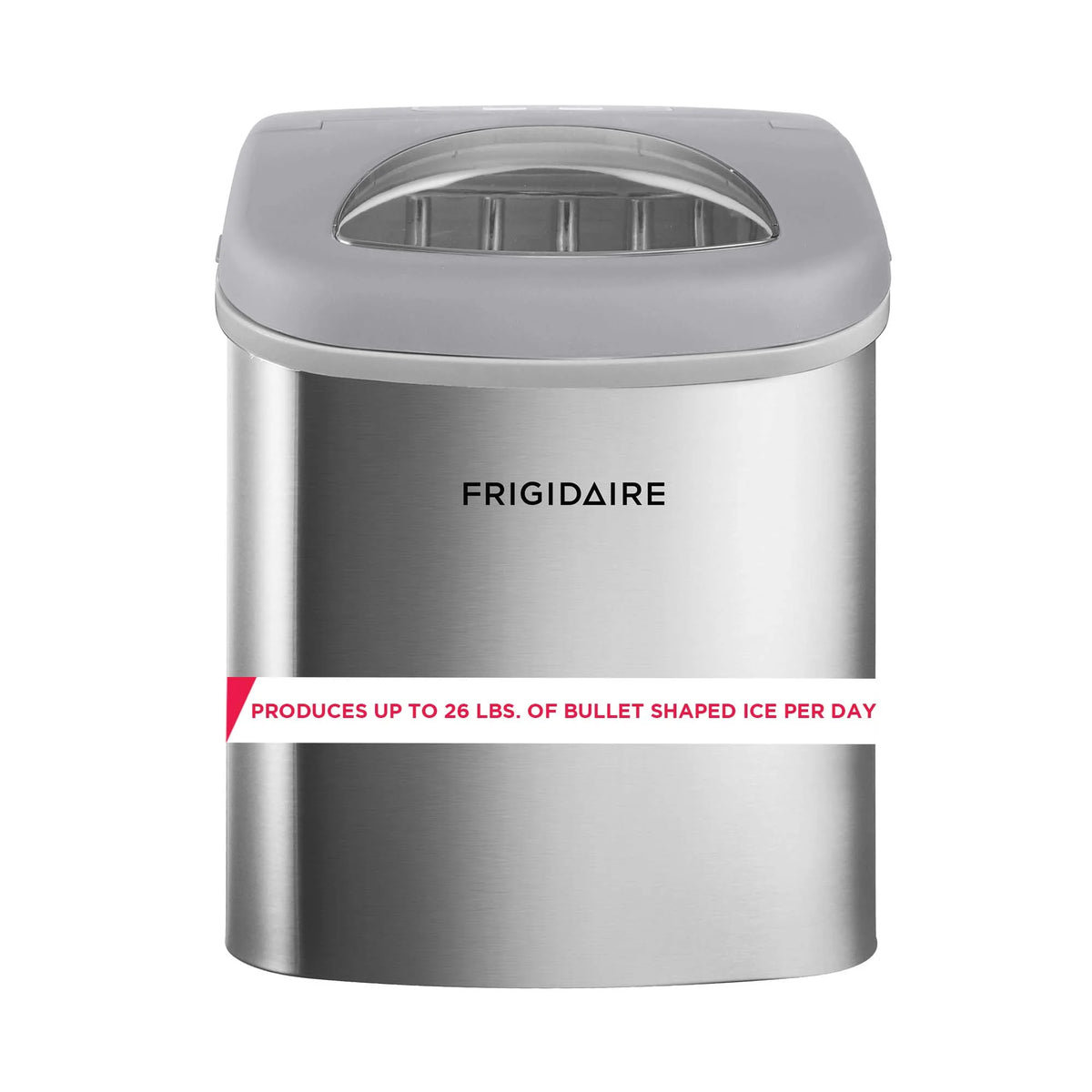 Frigidaire, 26 lbs. Ice Maker, Bullet-Shaped Ice, Stainless Steel, EFIC130
