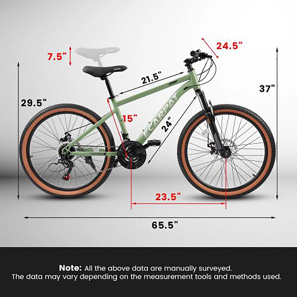 24 Inch Mountain Bike for Teenagers, High Carbon Steel Frame, Dual Full Suspension Mountain Bike, Mountain Tire, 21 Speed Mens Womens Outdoor Cycling, Birthday Gifts