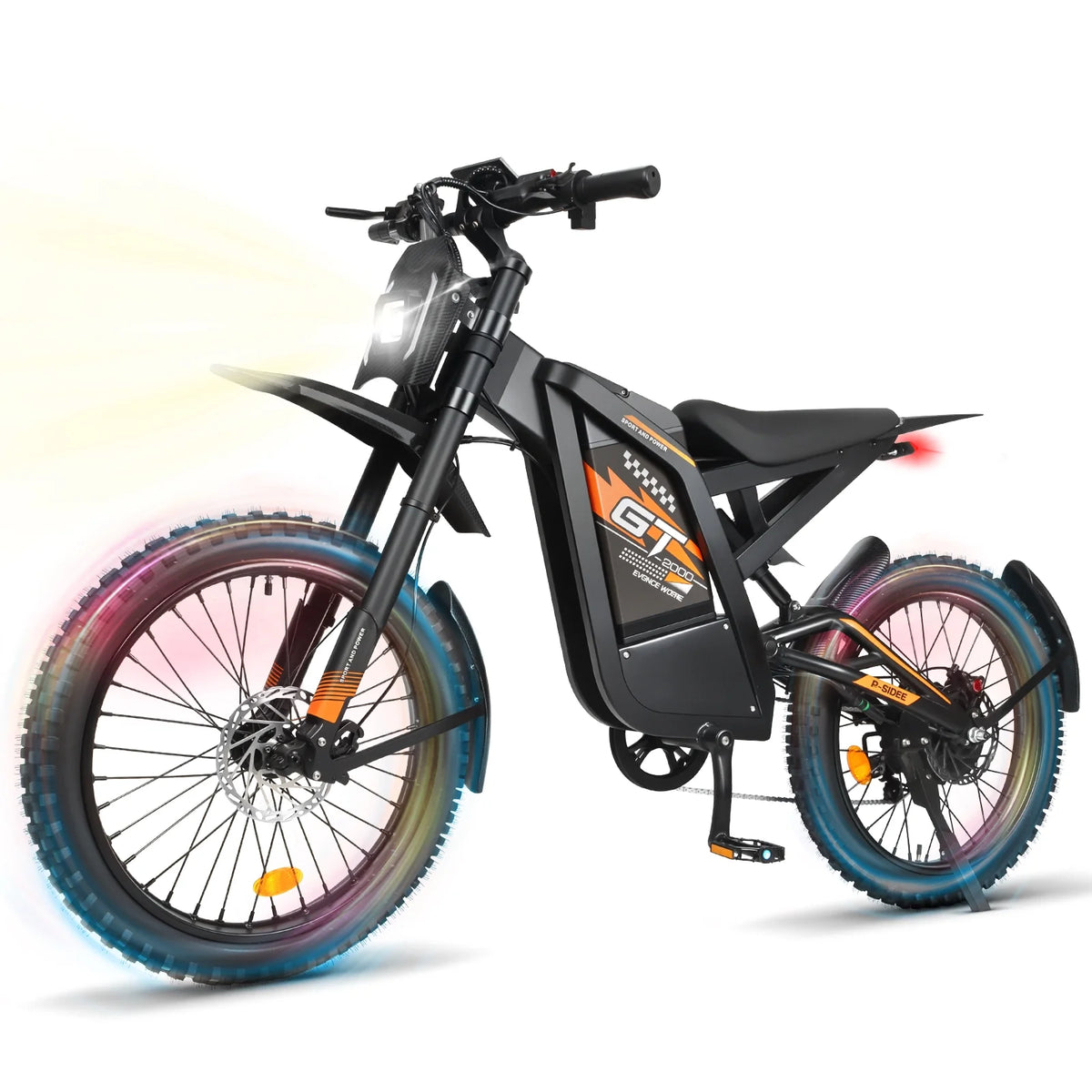 OUXI GT2000 Electric Dirt Bike for Adults, 3000W Peak Electric Motorcycle, 37MPH Electric Bike, 48V 30Ah Battery, 85+Miles Mountain Bike, 24" Fat Tire Ebike, Hydraulic Brakes, Full Suspension, UL2849