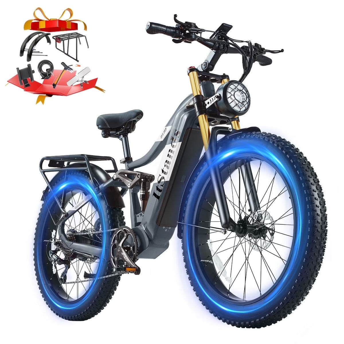 Electric Bike for Adults 26'', 1000W E-Mountain Bike 48V 30/20Ah UL2849 Removable Battery,Fat Tire Ebike up to 30MPH Off Road Beach Snow Electric Bicycles Full Suspension & Dual Hydraulic Disc Brakes