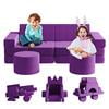 13Pcs Kids Couch, Wanan Toddler Couch Kids Sofa Couch, Kids Fold Out Couch for Playroom Bedroom, Modular Couch for Boys and Girls, Play Couch Sofa for Kids, Blue