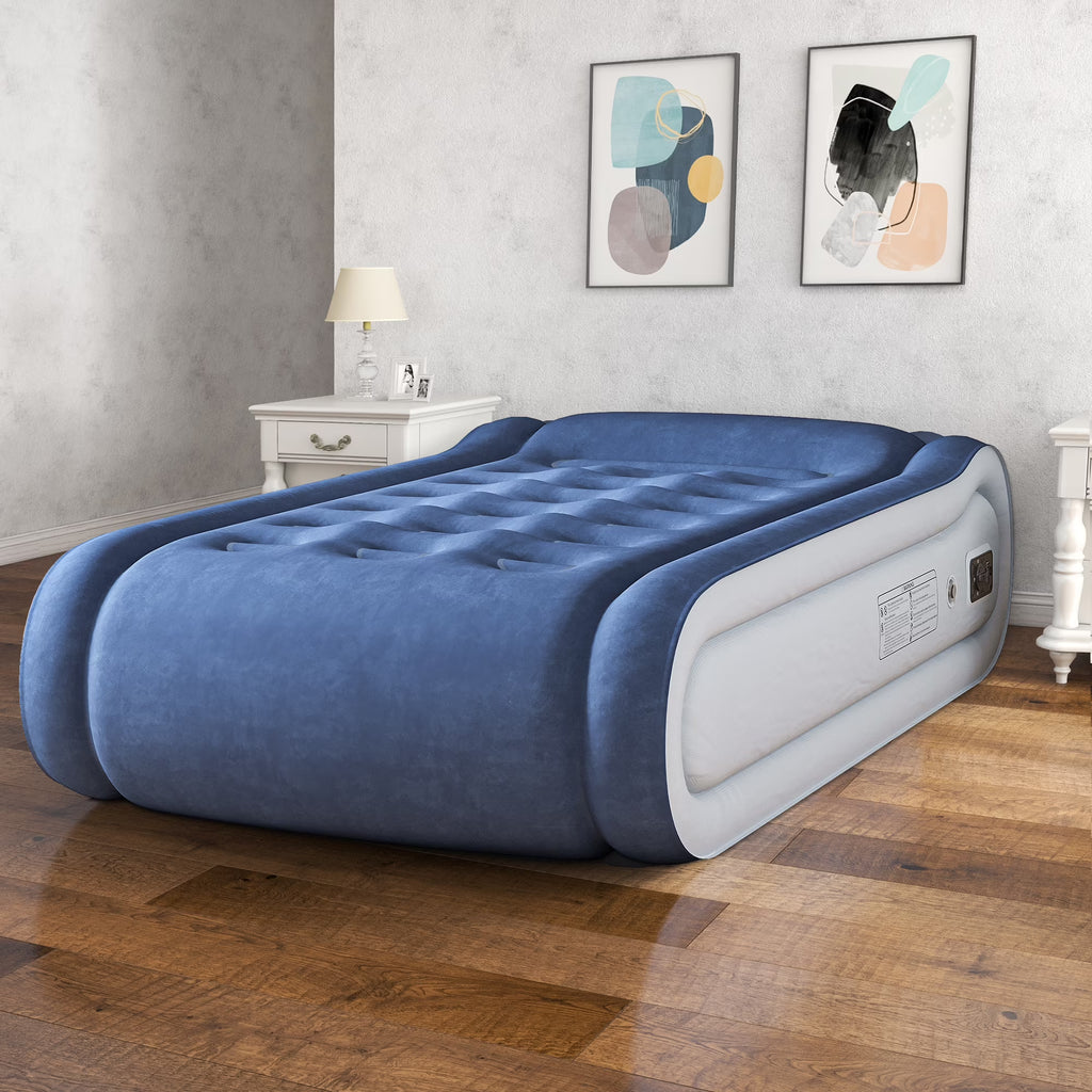 Dextrus Twin Air Mattress,Luxurious Velvet Surface, Unsurpassed Body Support, Ergonomic Design with Integrated Pillow, Emergency Repair Kit, and Rapid Inflation/Deflation