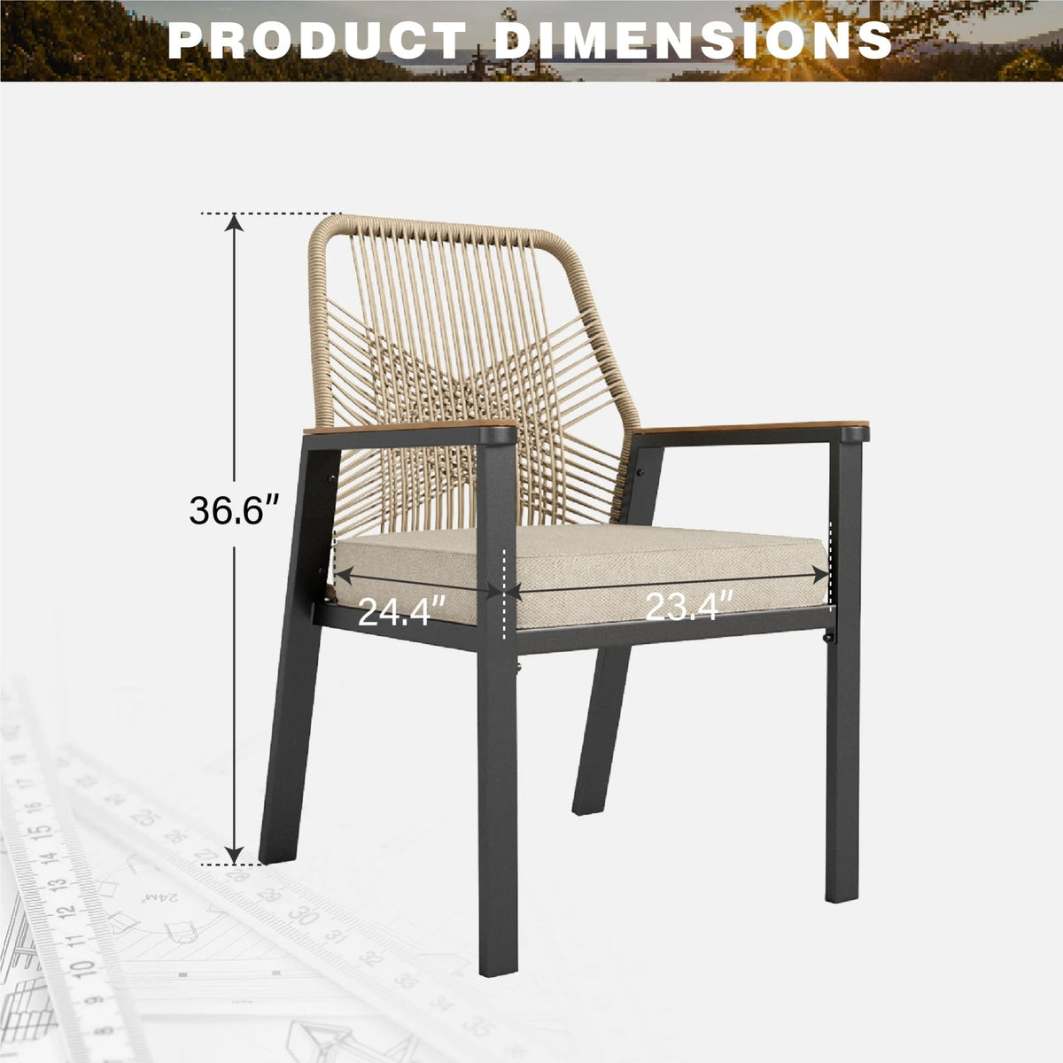 Summit Living 9-Piece Outdoor Dining Set with 8 Cushioned Patio Rattan Chairs and Large Extendable Table, Black and Beige