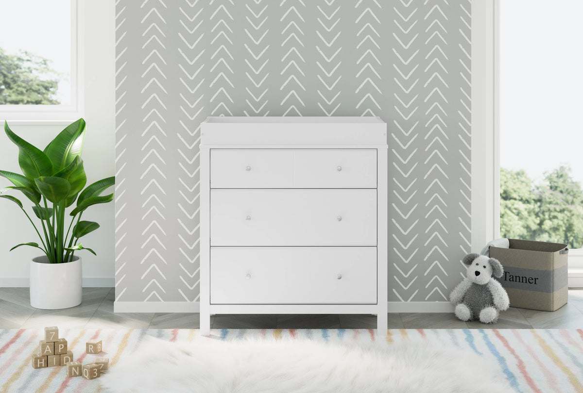 Storkcraft Horizon 3 Drawer Infant Changing Table Dresser, White