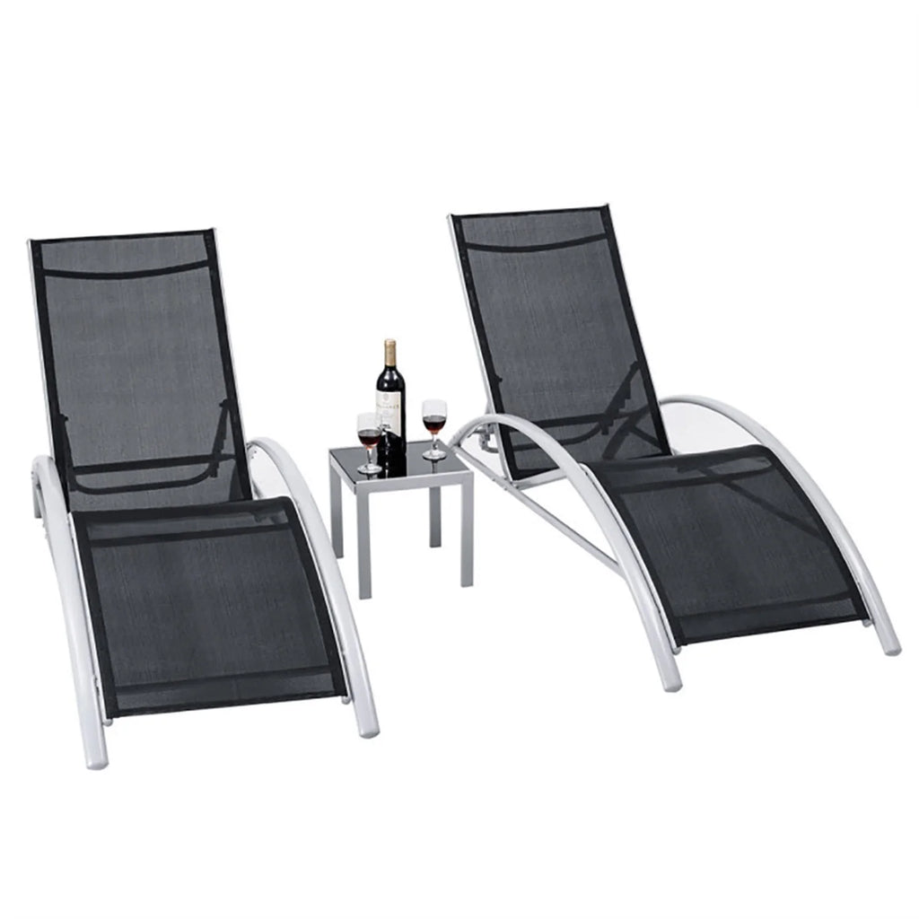 Aimee Lii 3 Pieces Folding Portable Zero Gravity Reclining Lounge Chairs Table Set, Wicker Patio Furniture