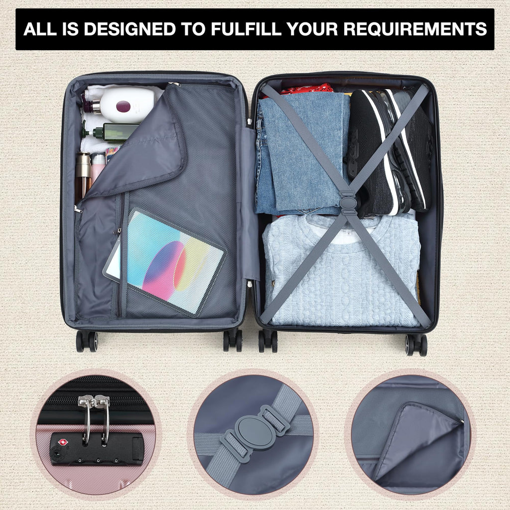 Danolapsi Luggage Sets 5 Piece Suitcases with Spinner Wheels,Womens Luggage Sets Carry on Bag Set,Hardside Carry On Suitcase Sets with Tsa Locks Duffel Bag,Travel Luggage