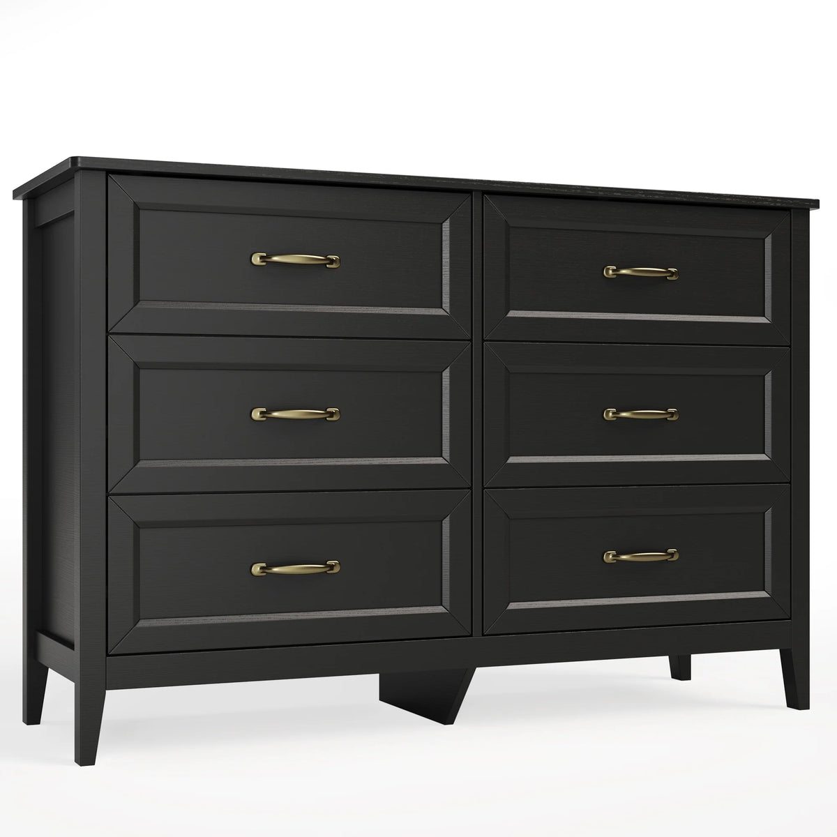 White Dresser, Lofka 6 Drawer Dresser for Bedroom, Chests of Drawers for Living Room, White Brown