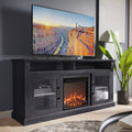 BELLEZE 60" TV Stand with 18" Electric Fireplace, Traditional TV Stand for TVs up to 65", Modern Media Entertainment Center Console Table with Open Storage Shelves & Cabinets - Cayman (Rustic Grey)