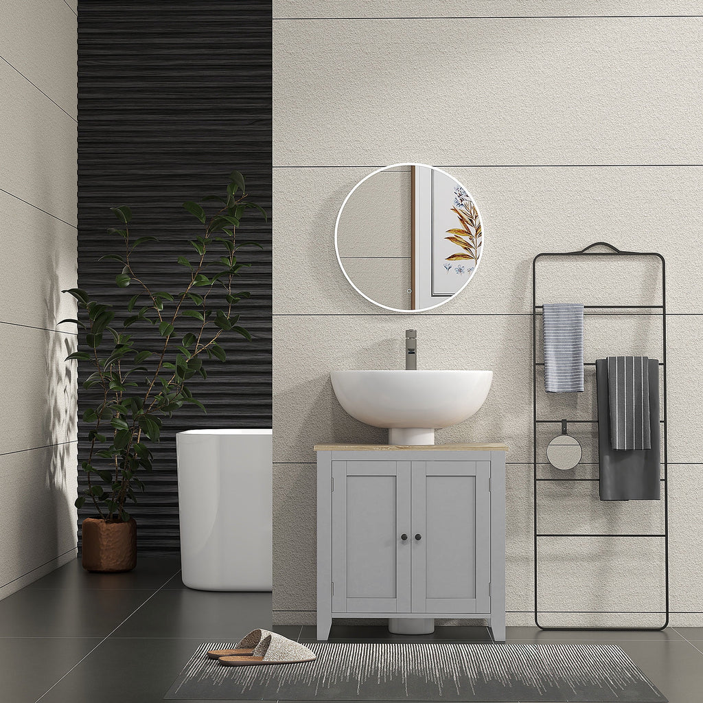 Kleankin Pedestal Sink Storage Cabinet, Under Sink Cabinet, Bathroom Vanity Cabinet with U-Shape and Adjustable Internal Shelf, White
