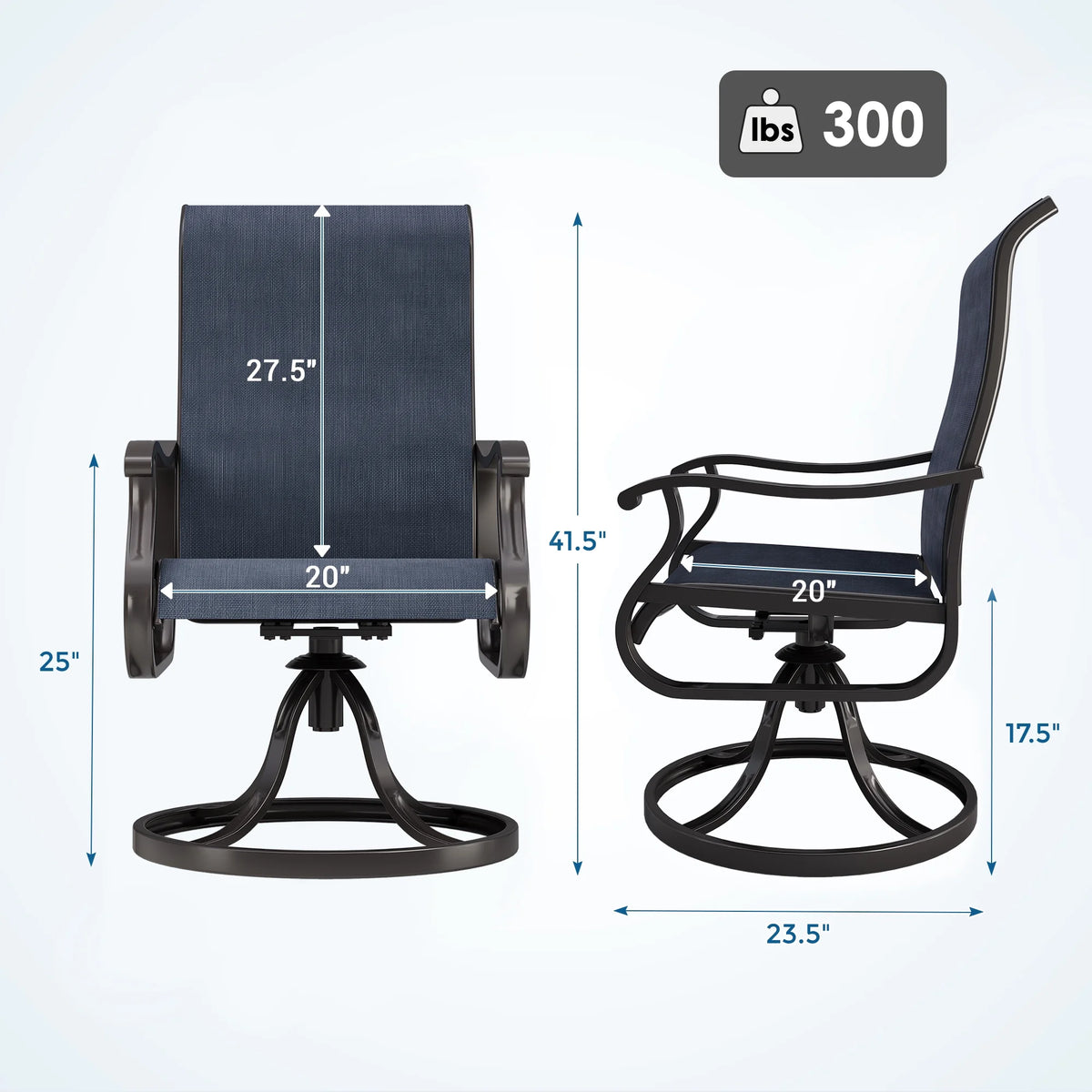 ELPOSUN Patio Swivel Chairs Set of 2, Outdoor Dining Chairs High Back All Weather Breathable Textilene Outdoor Swivel Chairs with Metal Rocking Frame for Lawn Garden Backyard Deck, Khaki