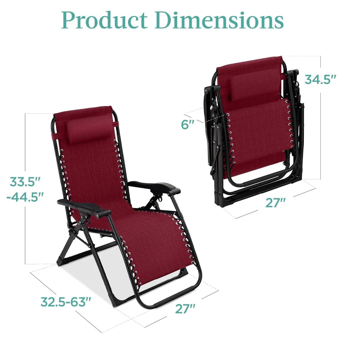 Oversized Chair, Folding Outdoor Patio Recliner, XL Anti Gravity Lounger w/Removable Cushion, Cup Holder, Side Tray, 350lb Capacity - Taupe