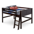 Camaflexi Full Size Low Loft Bed - Panel Headboard - Cappuccino Finish