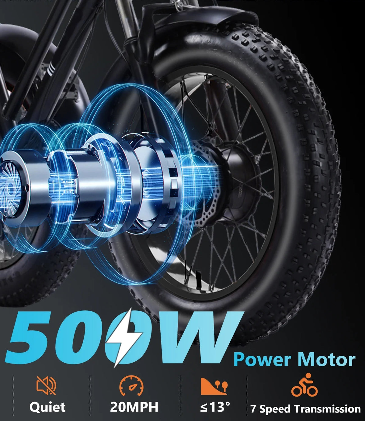 YEBEI Electric Tricycle for Adults Folding E-Trike Motorized Tricycle Electric 3 Wheels Trike Powerful 500W Motor Electric Tricycle 48V15AH Lithium Battery Max 20MPH 20*4.0 Fat Tire Orange