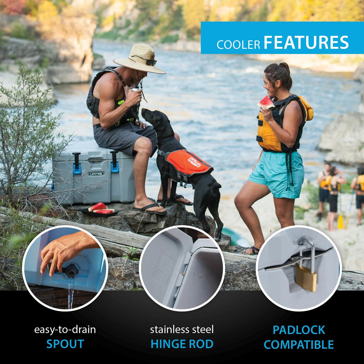 Lifetime 55 qt Bear-Resistant Camping Cooler, Premium High Performance, Ice Retention, Hard Cooler, 60 Can Capacity, Light Gray (90949)
