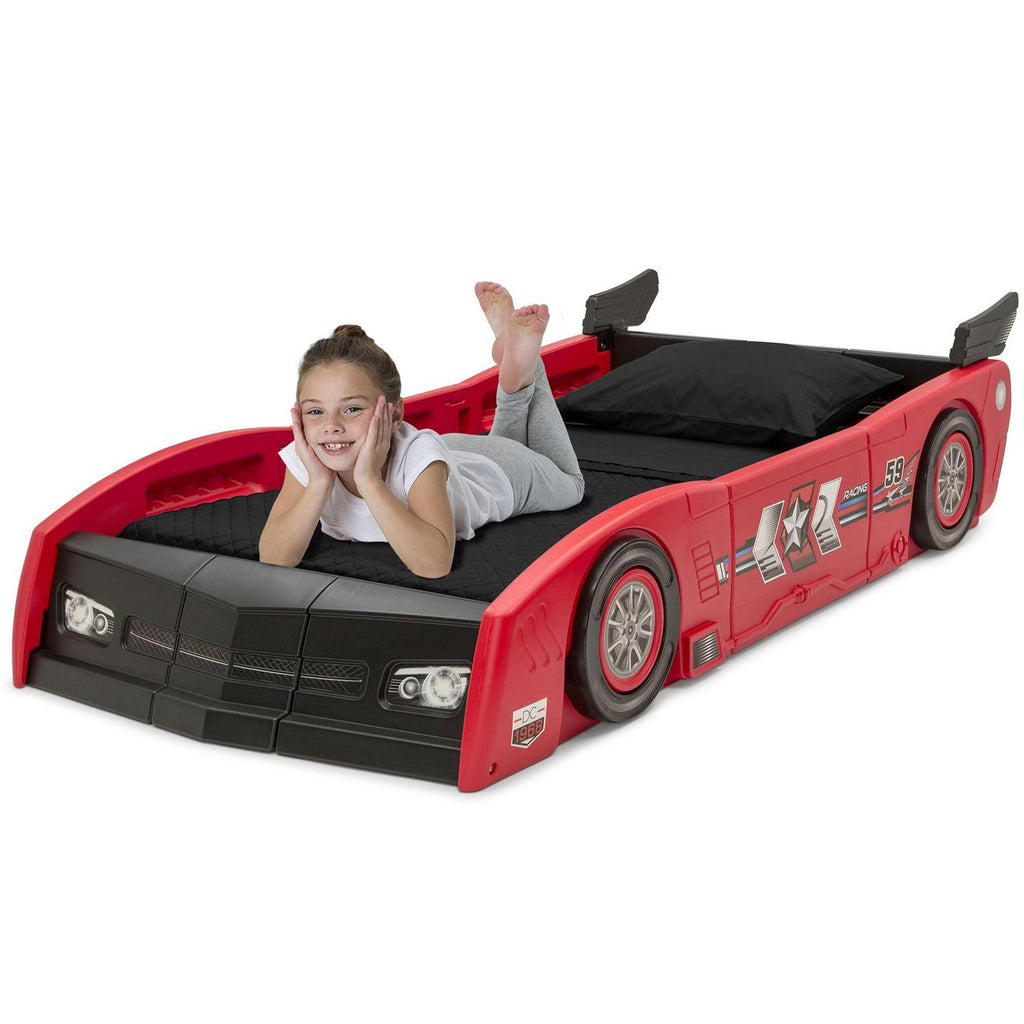 Delta Children Grand Prix Kids Plastic Toddler Bed-Twin. Red