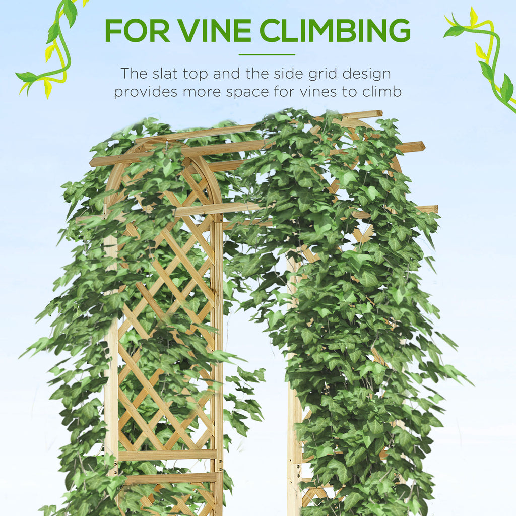 CAMSCH 85'' Premium Outdoor Wooden Arbor Arch with Trellis, Straight top, Pergola Arch for Climbing Plants, Wood Garden Yard Lattice, Wedding Arch for Ceremony, 63''(L) x 26''(W) x 85''(H)