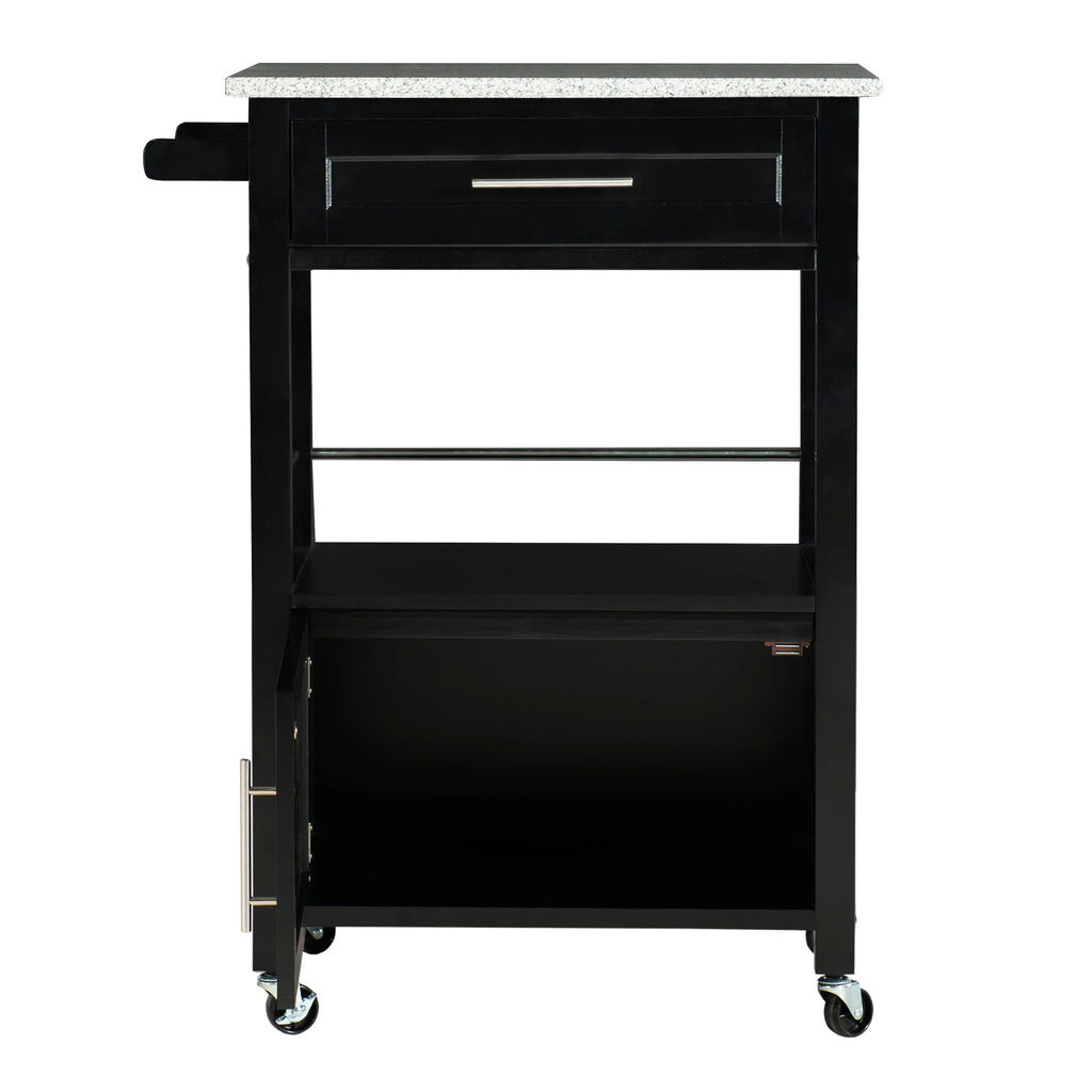 Linon Monett 2-Tier Mobile Serving Cart with Gray Granite Top, 27.75" Length, White