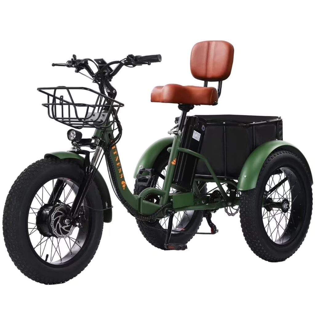 YEBEI Electric Tricycle for Adults Folding E-Trike Motorized Tricycle Electric 3 Wheels Trike Powerful 500W Motor Electric Tricycle 48V15AH Lithium Battery Max 20MPH 20*4.0 Fat Tire Orange