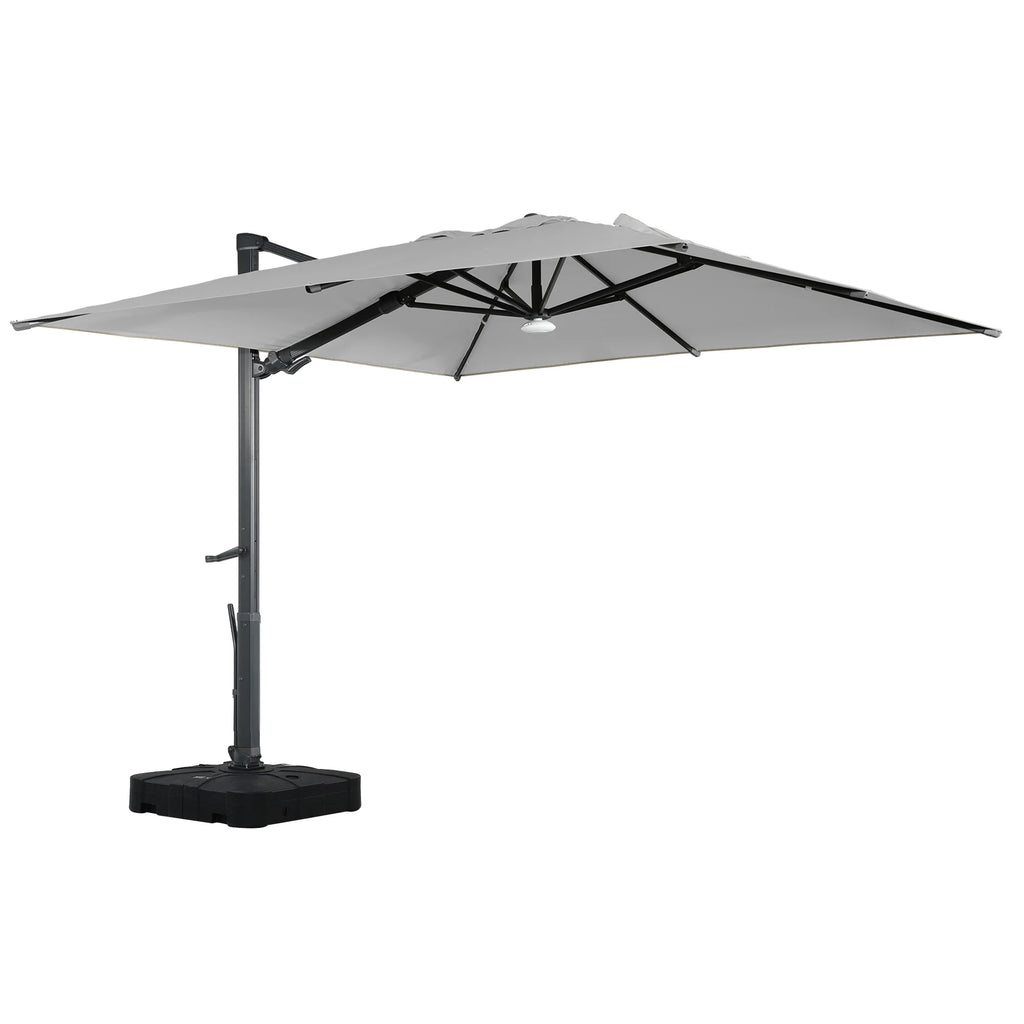 Boyel Living Cantilever Outdoor Patio Umbrellas, with Bluetooth Ambient Light & Base, Offset Square Umbrella for Pool Deck Garden Backyard, Navy Blue
