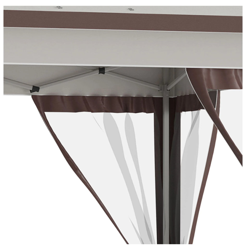 12' x 12' Pop Up Canopy Tent with Netting and Carry Bag, Instant Sun Shelter with 137 sq.ft Shade, Beige and Brown