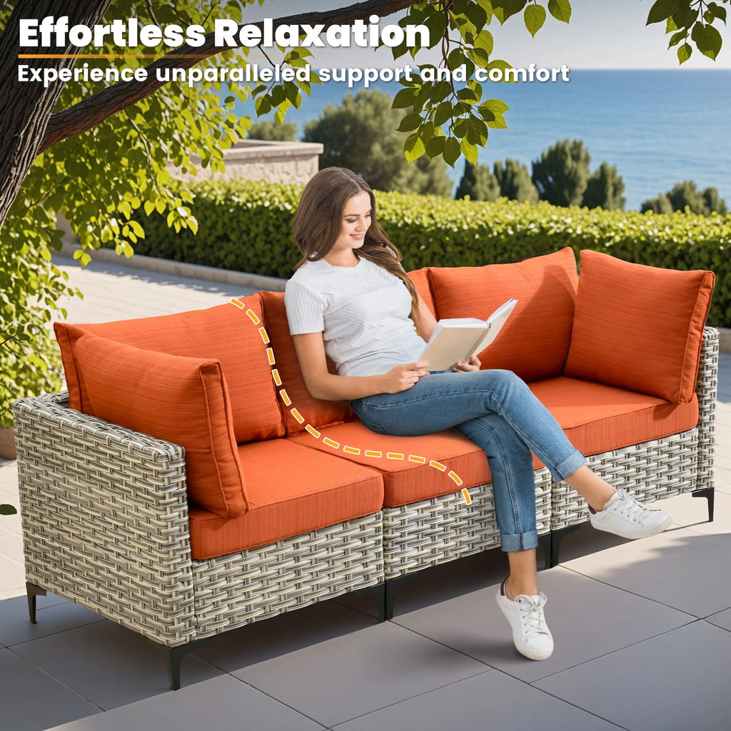 Vcatnet Outdoor Patio Furniture Sets 10 Pieces Sectional Sofa Wicker Conversation Set with Swivel Glider Chairs and Solar Powered Coffee Table for Porch,Backyard,Gray