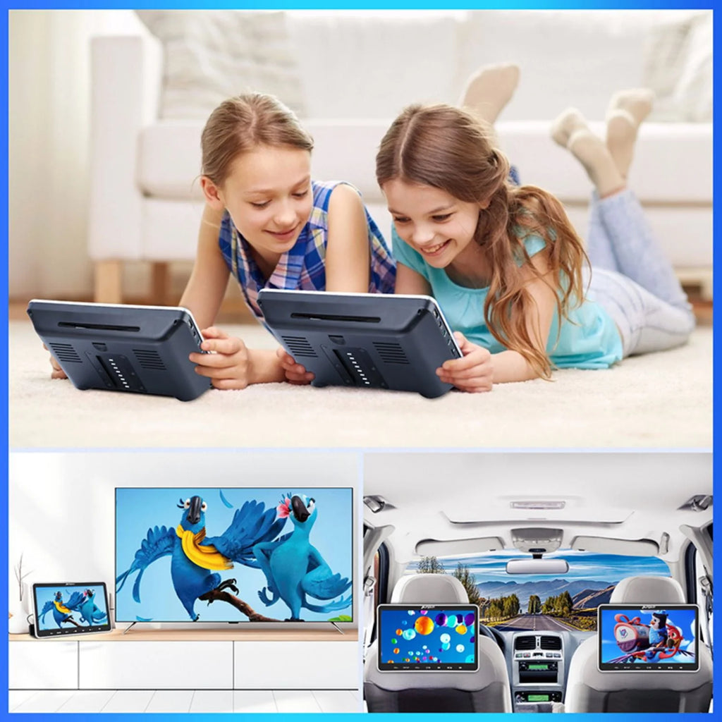 Pumpkin 10.1 Dual Headrest DVD Players for Car with Headphones, 2 Mount Brackets HDMI Input Region Free Last Memory