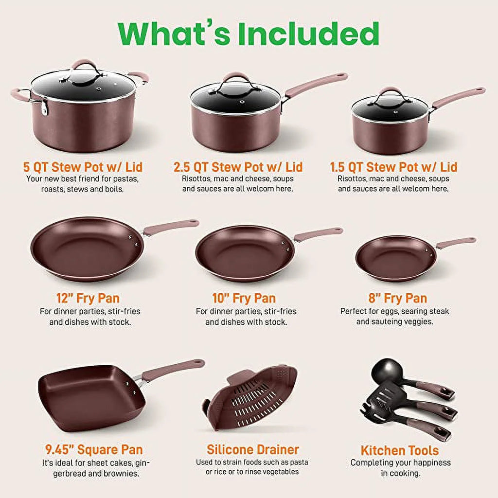 NutriChef NCCW20S 20-Piece Kitchenware Pots and Pans Set