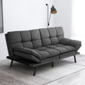 Convertible Memory Foam Futon Sofa Bed with Adjustable Armrests and Backrest,Gray