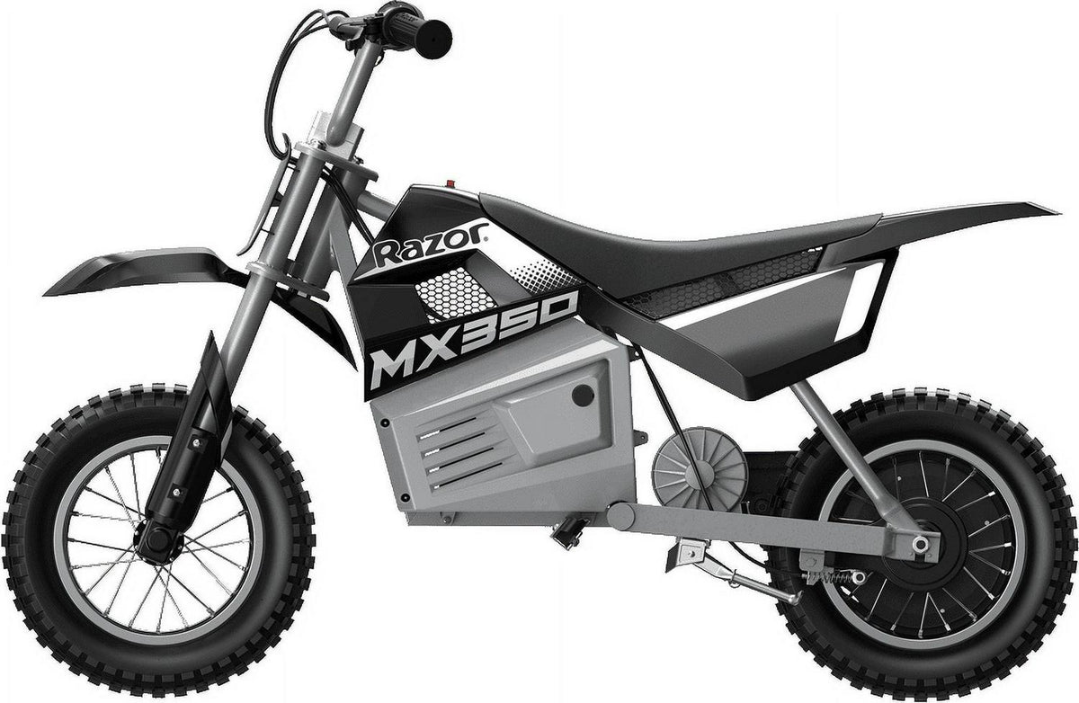 Razor Dirt Rocket MX350 - Black with Decals. up to 14 mph. 24V Electric Dirt Bike for Child 8+