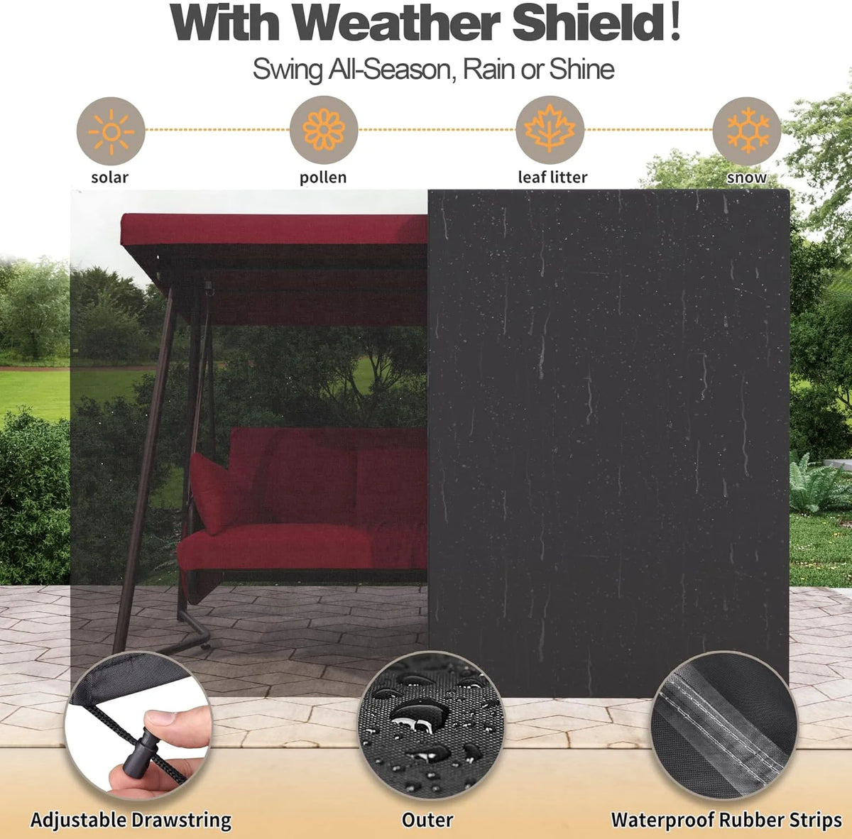 CHINNLUU Oversized 4 Person Porch Swing with Stand 800 LBS Capacity Adjustable Canopy Backrest Includes Cushions Pillows Patio 2 in 1 Swing Bed for Backyard Garden Poolside, Champagne