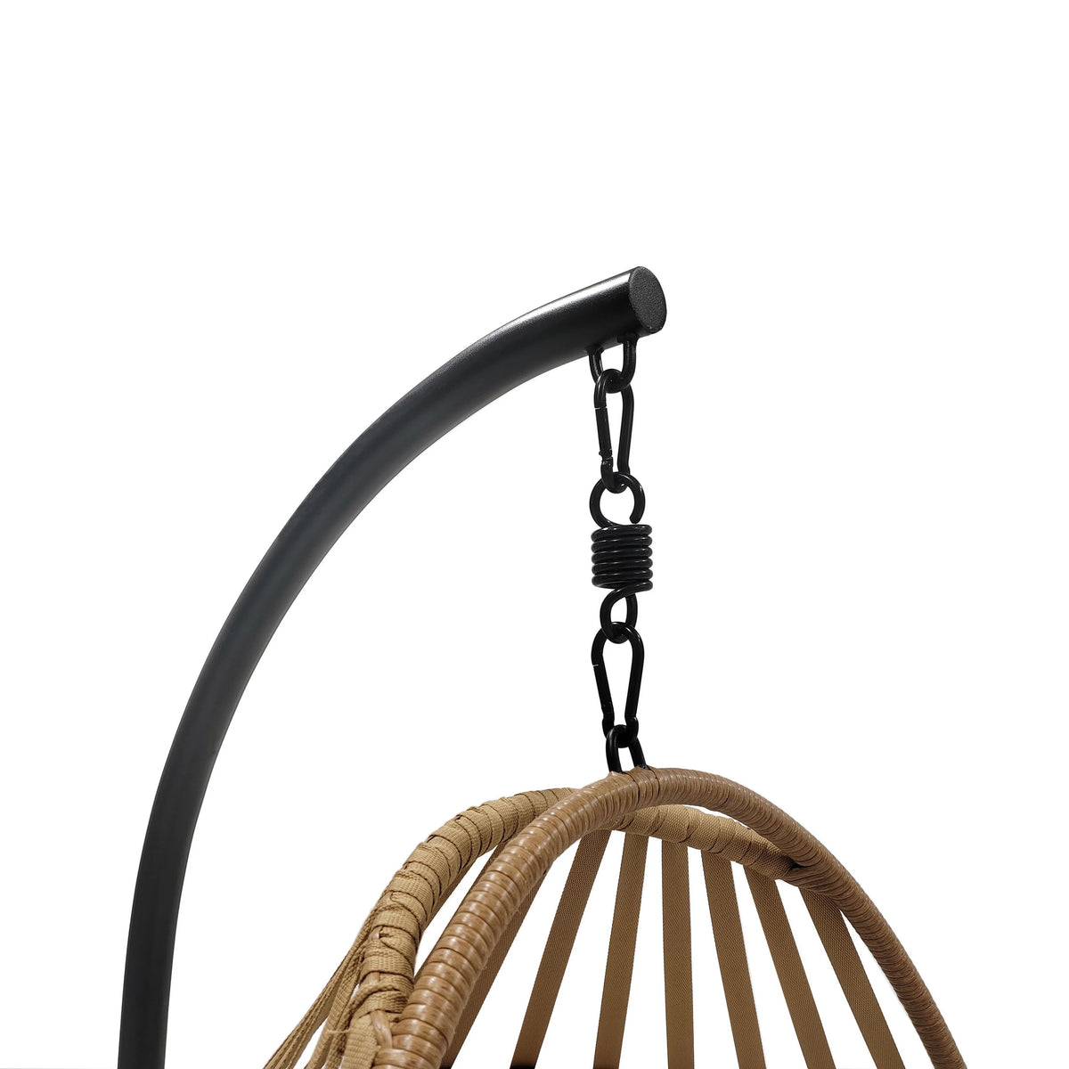 Mainstays Adult Metal Egg Hanging Chair with Beige Olefin Cushion, Black