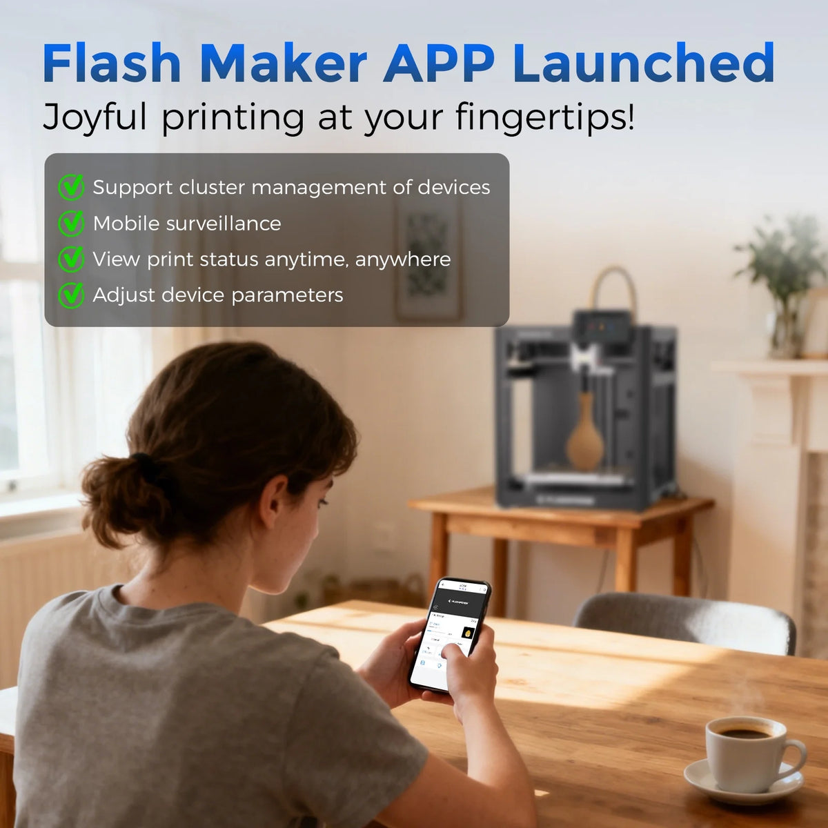 Flashforge Adventurer 5M 3D Printer, Fully Auto Leveling & 600mm/s High Speed Printing, Black