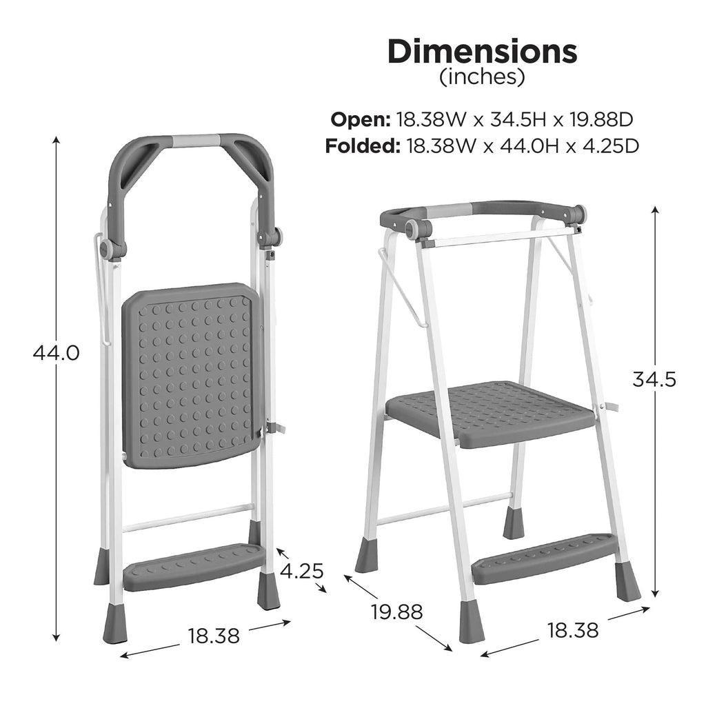 COSCO 2-Step Kitchen Stepper Adult Folding Step Stool, Kids Folding Helper (Steel/Resin)