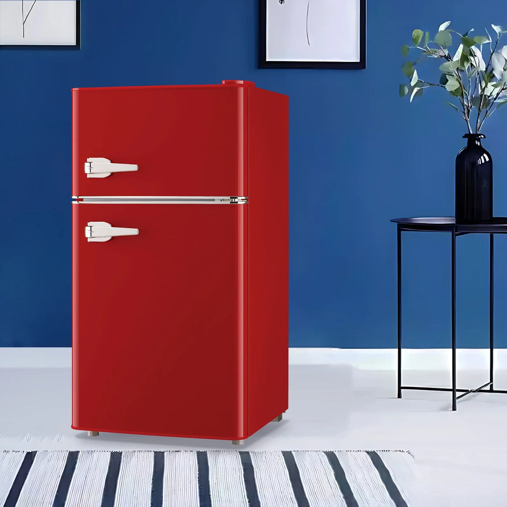 Tacool 3.5 Cu.ft Retro Mini Fridge with Freezer, 2 Door Small Refrigerator with 7 Adjustable Thermostat for Home, Blue