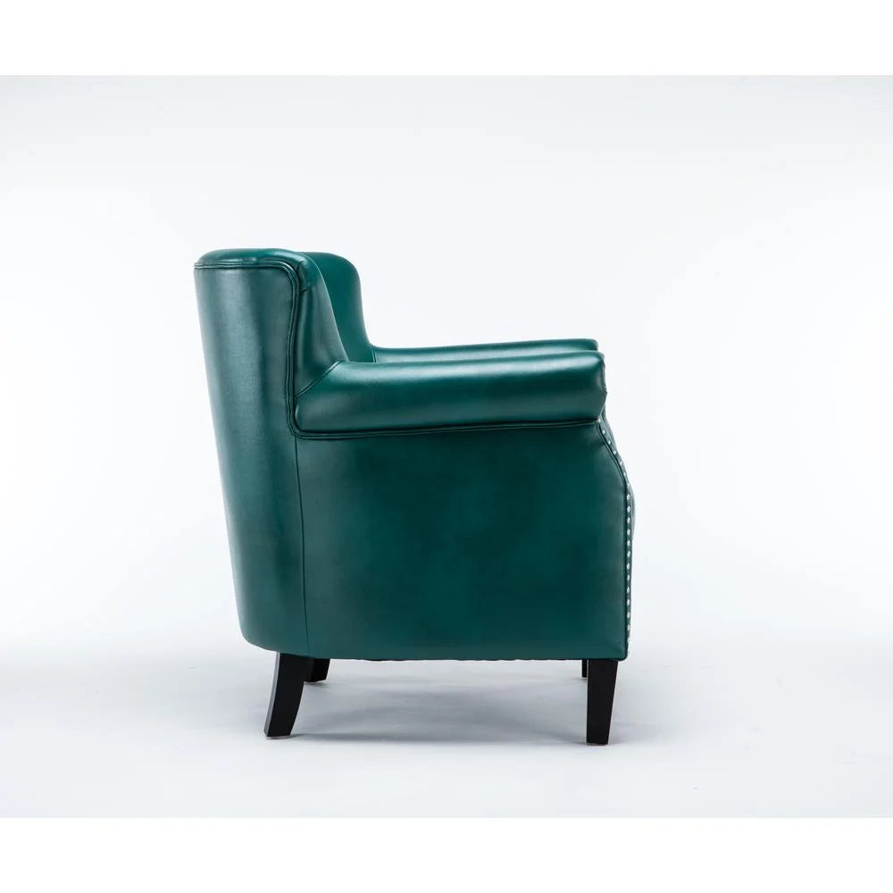 Comfort Pointe Holly Navy Blue Faux Leather Club Chair with Nail Head Trim