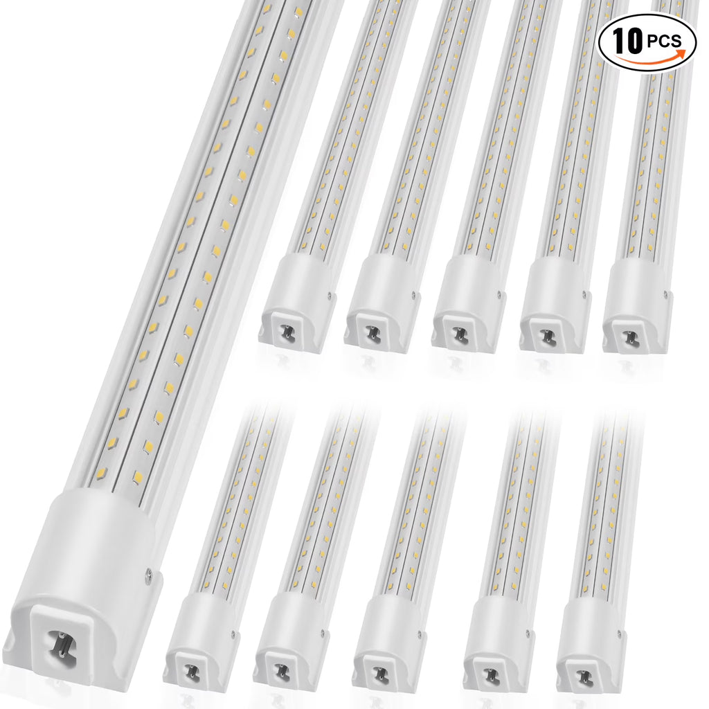 VEVOR 10 Pack LED Shop Light, 8 FT, 80W Linkable Shop Light Fixture, 10000 LM Ceiling Lights 59 in Power Cords with ON/OFF Switch 48 in Connector Cables, for Garage Warehouse Home Workkshop
