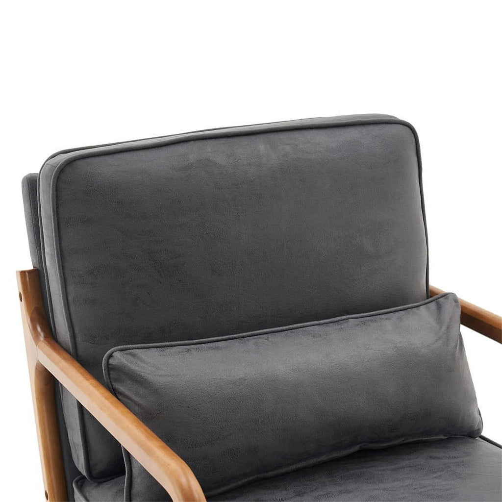 Modern Accent Chair, Upholstered Armchair with Wood Frame, Bronzing Cloth Single Sofa Chair with Lumbar Pillow for Living Room Bedroom Apartment, Orange