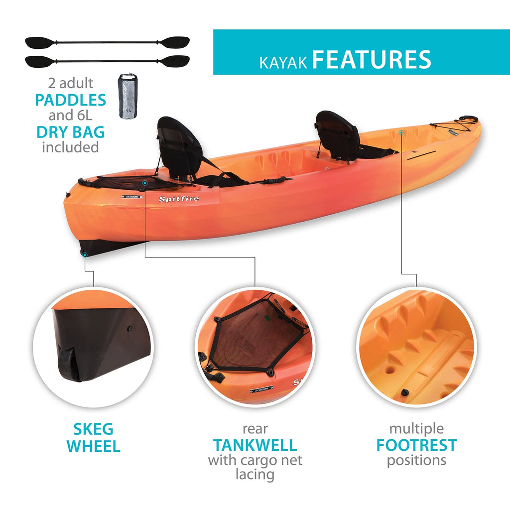 Lifetime Spitfire 12 ft Tandem Kayak, Sunset Fusion (90915)
