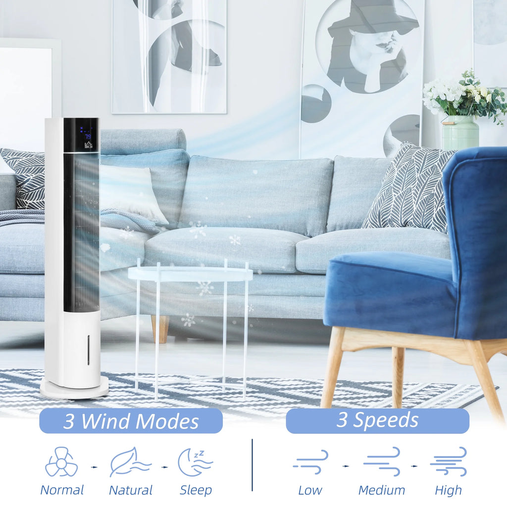 HOMCOM 42" Oscillating Air Cooler for Home with Timer 3-In-1 Evaporative Ice Cooling Tower Fan Humidifier with 3 Modes 3 Speeds LED Display Remote