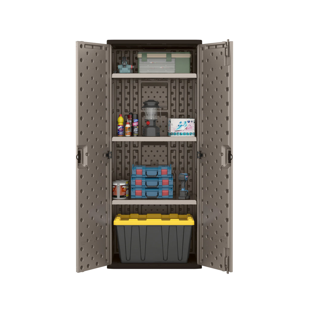 Suncast 3-Shelf Resin Base Garage Cabinet Locker, Gray