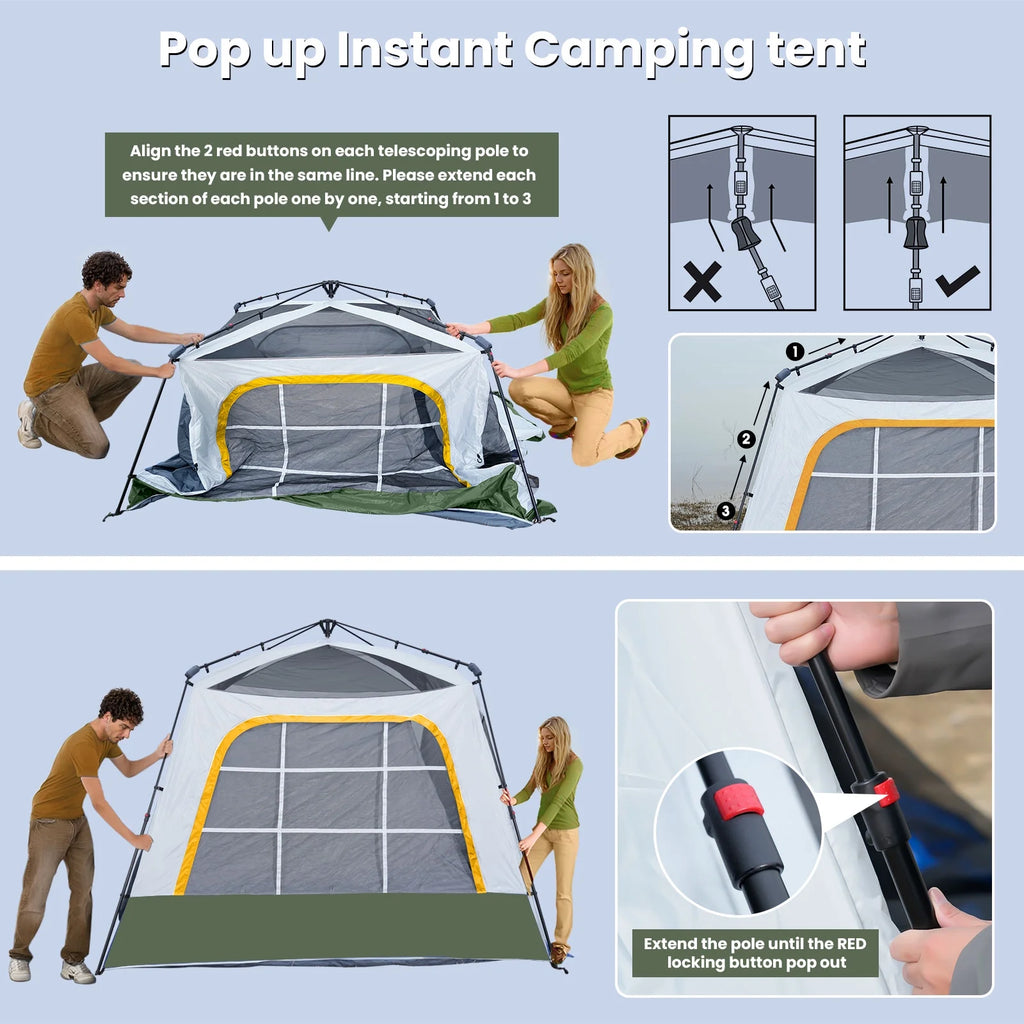 MOPHOTO SUV Tents for Camping 4 People, PU 3000mm Waterproof SUV Tent Attachment Tailgate Tent for Car Jeep Van, Spacious Space 8.2'L x 8.2'W x 7.2'H with 2 Awnings & Double Door