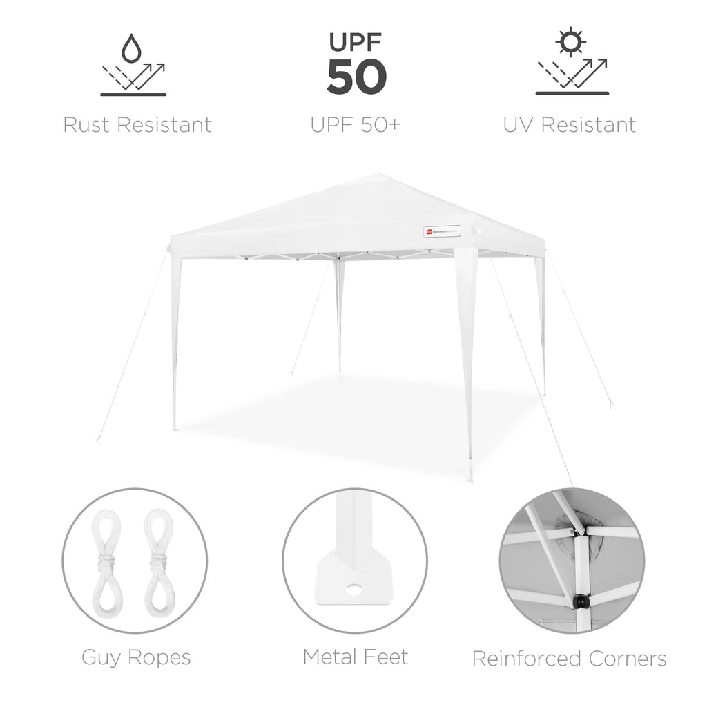 Best Choice Products 10x10ft Pop Up Canopy Outdoor Portable Adjustable Instant Gazebo Tent w/ Carrying Bag - White