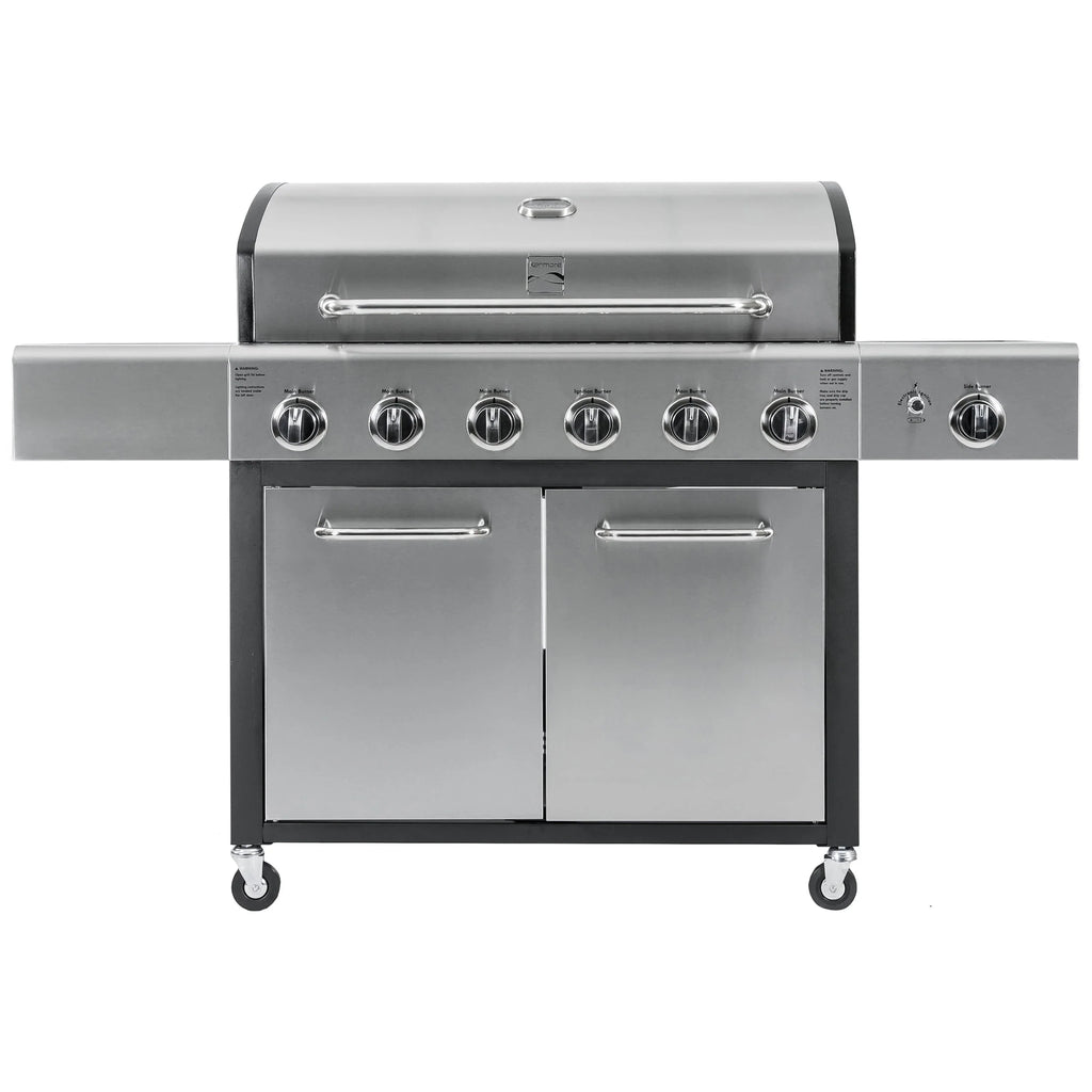 Kenmore 6-Burner Propane Gas Grill with Side Burner, PG-40611S0L, Stainless Steel with Black Trim