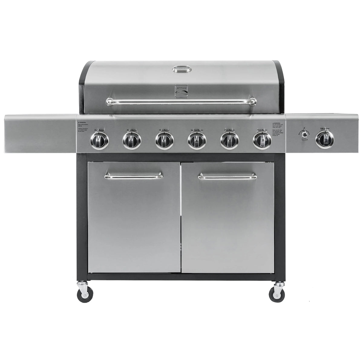 Kenmore 6-Burner Propane Gas Grill with Side Burner, PG-40611S0L, Stainless Steel with Black Trim