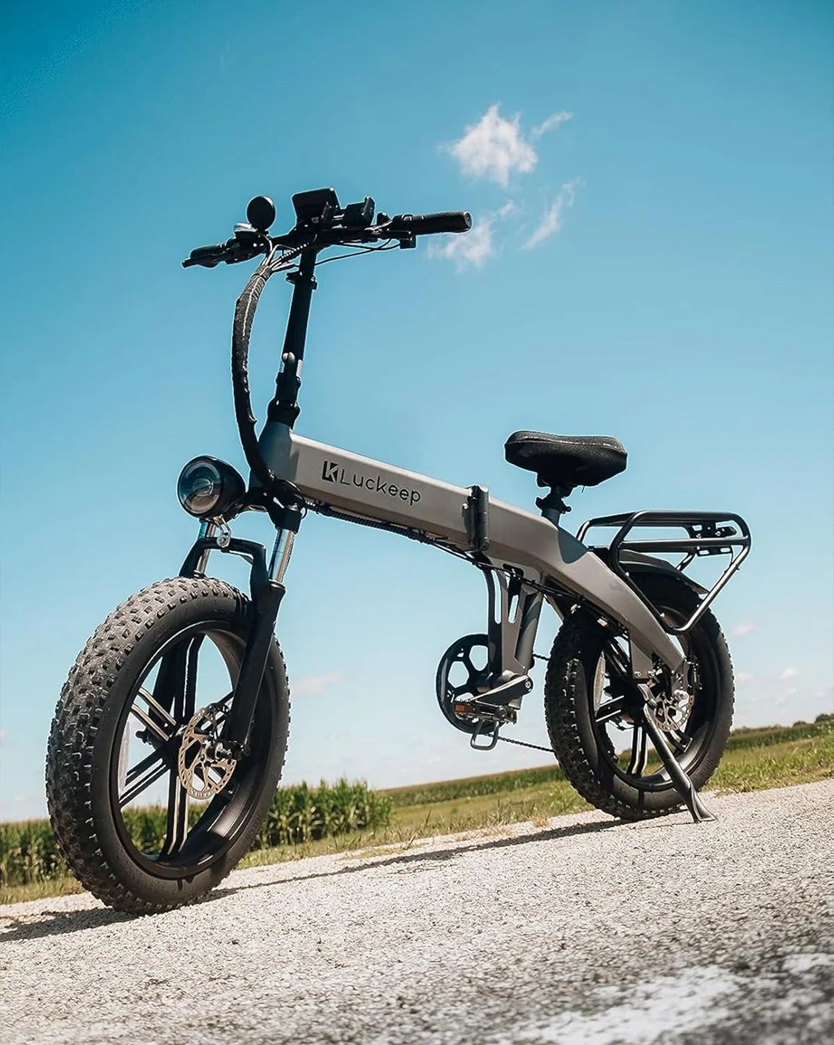 Luckeep X1 Lite Foldable Electric Bike for Adults 1500W Peak Motor,720WH Removable Battery,28MPH 60 Miles Long Range,20"*4" Fat Tire All-Terrain E-bike with Front Suspension,Mountain Electric Bicycle