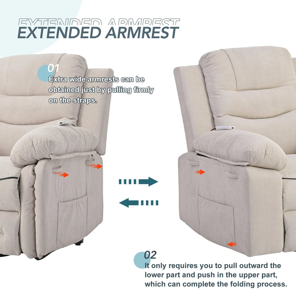 Aukfa Power Lift Massage Recliner Chair with Heat,Single Sofa Chairs for Living Room,Beige